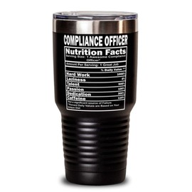 ODDITEES Funny Compliance Officer Tumbler Compliance Officer Nutrition Facts 30oz Stainless Steel Black