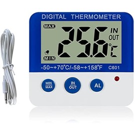 Digital Fridge Thermometer with Magnetic Mount & Stand Calibrated Freezer Thermometer with LED Alarm, Max/Min Memory, -58°F to 158°F Range for Home, Kitchen, Commercial Use