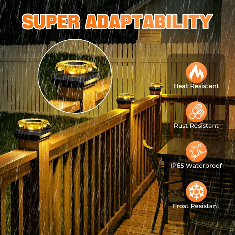 Viewsun 2 Pack Solar Post Cap Lights Outdoor，Fence Solar Powered