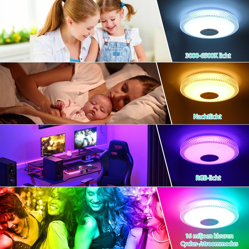 TOPBOS 30 W LED Ceiling Light Dimmable with Bluetooth Speaker,