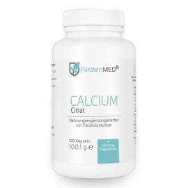 FürstenMED® Calcium Citrate Capsules - Calcium High Dose - Pure Calcium Citrate - 120 Capsules - Vegan and No Additives