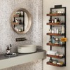 bukfen Over the Door Pantry Organizer, 6-Tier Adjustable Wooden Basket
