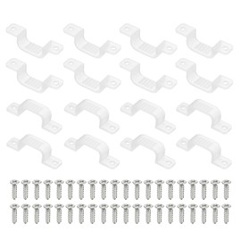 PATIKIL LED Strip Light Clips, 50 Pack Mounting Bracket Hard Fixing Clips Clamp Holders with Screws for 17mm Wide 3528/5050 Neon RGB Light Cable Ribbon, Transparent