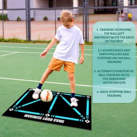 Football Footstep Training Mat,Non-Slip Shock Dribble Silent Soccer Sports Mat,Rubber Dribble Training Mat,Football Agility Training Equipment for Kids Adults Anti Skid Carpet 60×90cm -No Football
