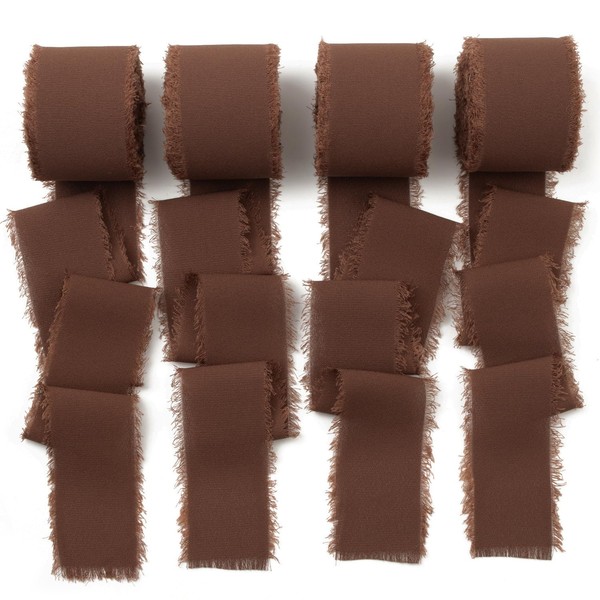 Mlurcu Brown Chiffon Ribbon 1.5 Inch x 40Yds - Dark
