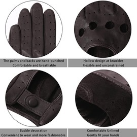 Harssidanzar Women's Leather Gloves Unlined Upgrade, Brown, Size L, brown