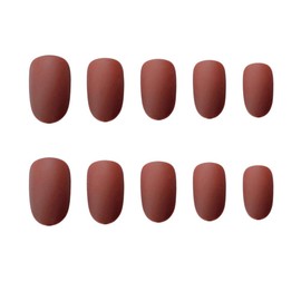 24pcs Dark Orange Nail Tips Round Head Frosted Material Cute Elegant Nails