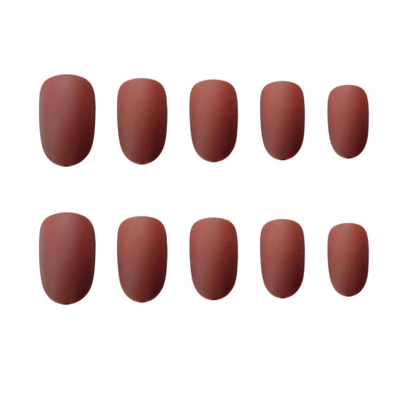 24pcs Dark Orange Nail Tips Round Head Frosted Material Cute