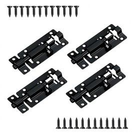 Ldzzuo 4 Pack Slide Bolt Latch, Barrel Bolt Latch Black Stainless Steel Thickened Door Latch Lock with Mounting Screws for Home Yard Pet Door (3 inch)