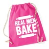 Hippowarehouse Real Men Bake Drawstring Cotton School Gym Bag 37cm
