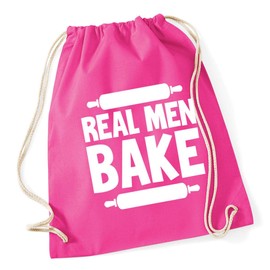 Hippowarehouse Real Men Bake Drawstring Cotton School Gym Bag 37cm x 46cm, 12 litres
