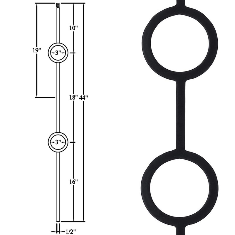 Affordable Stair Parts - Contemporary Two Ring Stair Iron Balusters