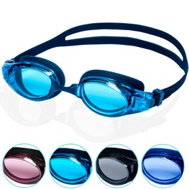 [AX] Swimming Goggles, Adult Swimming Goggles, Water Glasses, UV Protection, Anti-Fog, Case Included, One Size Fits All (Light Blue)
