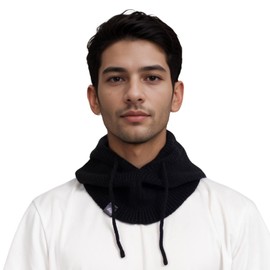 Basic Sense Warm Hooded Scarf for Men & Women, Knitted Multifunctional Snood & Neck Warmer, Trendy Comfortable Winter Protection, Black