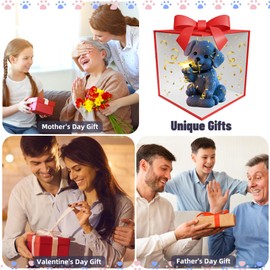 Solar Dog Garden Statues for Outside, Cute Puppy Statue Outdoor with Butterfly Light, Waterproof Dogs Figurines Decor for Garden Yard Lawn Patio, Unique Gardening Gifts for Mom Grandma Women (Dog)