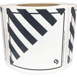 Hazard Class 9 D.O.T. Miscellaneous Dangerous Goods Labels 4x4 Inch Square 500 Adhesive Labels
