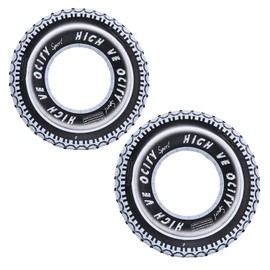 RmKbe 2pcs Inflatable Tire Swimming Ring Inflatable Swimming Float Rung Giant Tire Tubes Swimming Rings for Swimming Pool Beach Party Home Decoration (90cm)