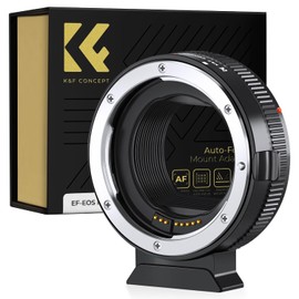 K&F CONCEPT Lens Adapter EF-EOSR Auto Focus Mount Converter for Canon, Metal with Auto Focus, with Protective Case for EOS R6, EOS R50, EOS R100, EOS R5, EOS R6 Mark II