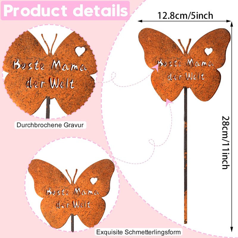 Sunwuun Mother's Day Gift Garden Stake Rust Metal, Best Mum