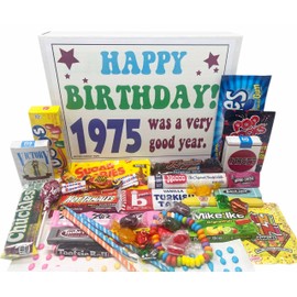 RETRO CANDY YUM ~ 1975 50th Birthday Gift Box Assortment of Nostalgic Candy from Childhood for Man or Woman