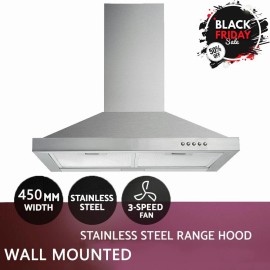 Tieasy 30 in Wall-Mount Range Hood 450 CFM Push Control Over Stove Vent LED