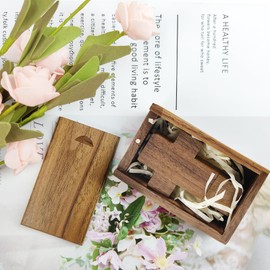 Wooden USB Stick 32 GB USB 2.0 Wooden Cross Shaped Flash Memory Stick with Walnut Box for Storing Photos TATMOHIK Data Storage Wood Memory Stick for Birthday, Wedding or Other Celebrations