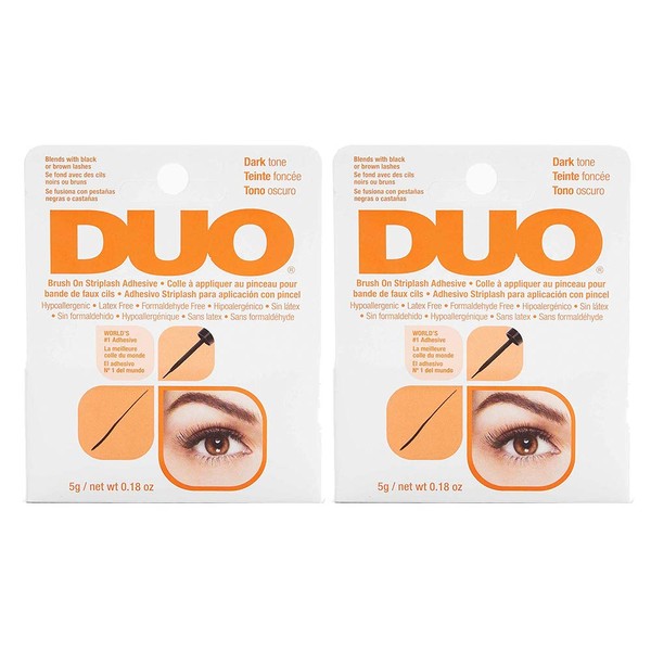 DUO Brush-On Strip Lash Adhesive, Dark Tone, 0.18 oz, 2-Pack