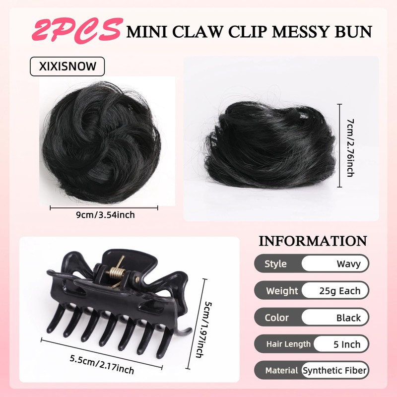 Space Buns Hair Piece 2 Pack Messy Bun Extension Claw