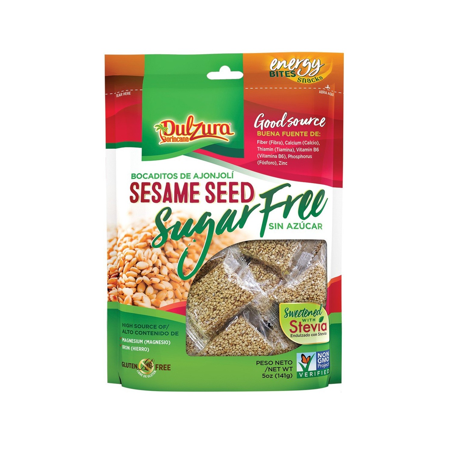 Ajonjoli Sesame Seed Bars, Sugar Free (Sin Azucar), sweetened with