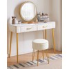 IBUYKE Faux Leather Round Footrest Stool with Storage Ottoman, Makeup