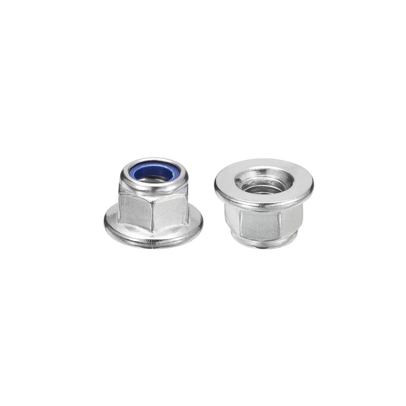 sourcing map M10x1.5mm Flange Nylon Insert Lock Nuts, 35Pcs 304