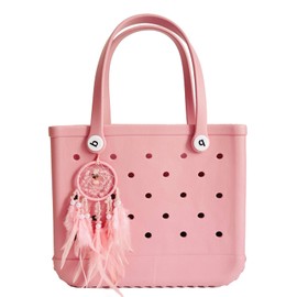 QTMY Boho Feather Rose Quartz Charms for Bogg Bag Accessories Rubber Beach Bag, Boho Purse Charms,30