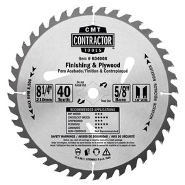 CMT K04008 ITK Contractor Finishing Saw Blade, 8-8-1/4 x 40 Teeth, 10° ATB with 5/8-Inch<> bore