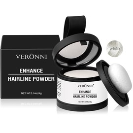 VERONNI Hairline Powder, Root Cover Up Receding Hairline Powder with Puff Waterproof Long Lasting Conceals Gray Hair, Fills Gaps (white, 14)