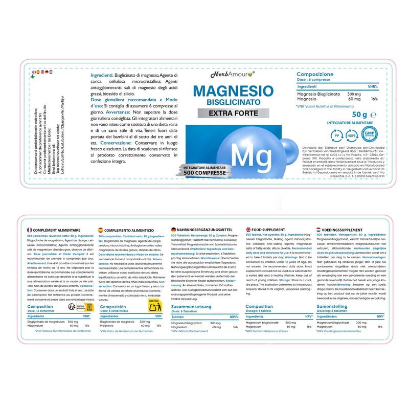 Magnesium Bisglycinate Glycinate Dietary Supplement | 500 Mini Tablets |