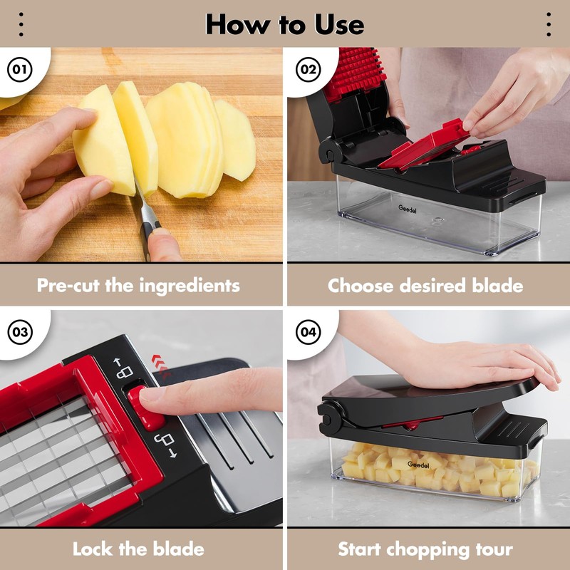 Geedel Vegetable Chopper, Onion Chopper Pro Food Chopper, Kitchen Vegetable