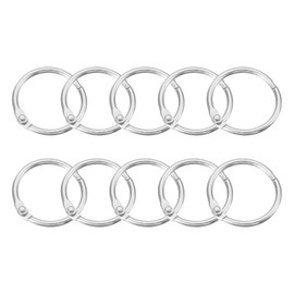 uxcell Shower Curtain Rings,20pcs - Carbon Steel Round Snap Shower Curtain Hooks, 1 Inch Loose Leaf Binder Rings for Shower Curtain Rods (Silver)