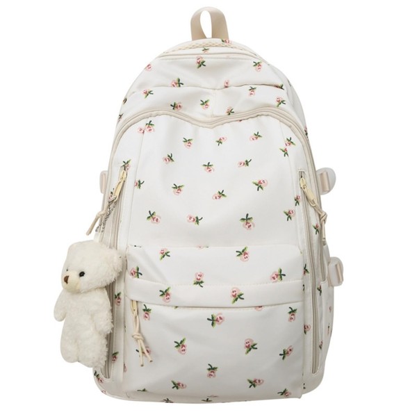 MININAI Cute Floral Printed Backpack for Women Preppy Kawaii Aesthetic