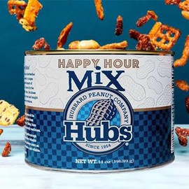 Hubs Peanuts Happy Hour Hubs (2 pack of 14 oz Can) - Delights Snack Mix for On-the-Go - Variety of Flavors - Premium Ingredients - Honey Roasted Peanuts, Cheese Crackers