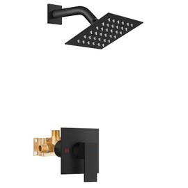 Airuida Shower Faucet Set Bathroom Rain Shower System SUS304 Stainless Steel Single Handle With Male Threads Rough-in Valve Shower Trim Kit 4 Inch Wall Mount Shower Head Matte Black