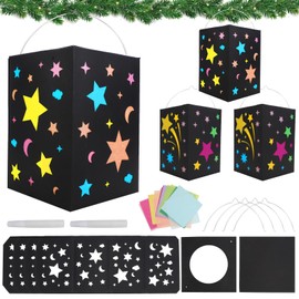 DKINY 4 Pieces Lanterns Craft Set Children's Star Lanterns for DIY Crafts Star Paper Lanterns Craft Sets Saint Martin Lantern Craft Creative Set Gift Boy Girl Christmas St Martin