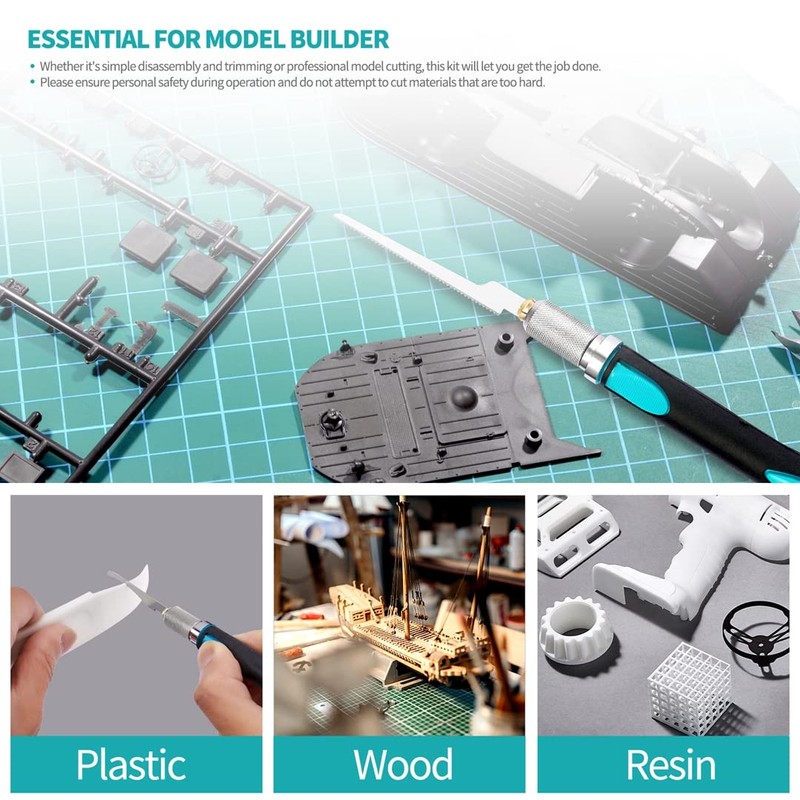 Prozwee Model Craft Hand Saw Kit(with 14PCS Saw Blades),Modeling Knife