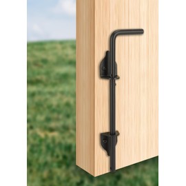 12" Cane Bolt Heavy Duty Gate Drop Rod, Hardware Ground Latch Gate Stopper Gate Hardware, Solid Steel Cane Bolts for Wood Fences PVC Vinyl Metal Gates Fences Doors (Black Finish 1 Pack)