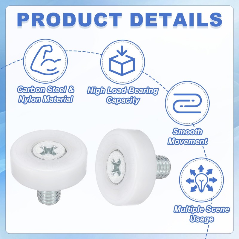 sourcing map 19 mm Drawer Rollers Wheel Cabinet Positioning Sliding