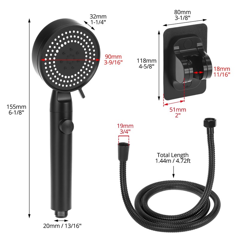 QWORK 5 Modes Shower Head Water Saving Shower Head with