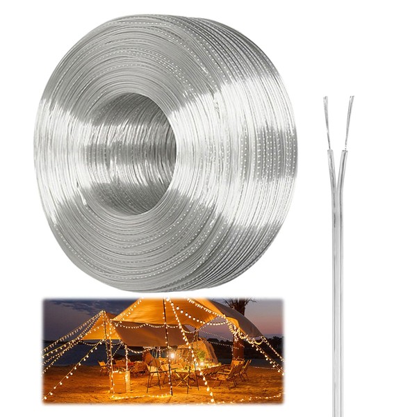 10M Transparent 2 Core Cable Flat Electrical Wire,28awg PVC Power