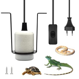 Reptile Ceramic Heat Lamp Lamp Holder, E27 Heating Lamp Holder, Terrarium Lamp with 1.5 m Cable and Plug, Heat Lamp Socket Ceramic for Terrarium Lamp, Turtle, Lizard, Bearded Dragon