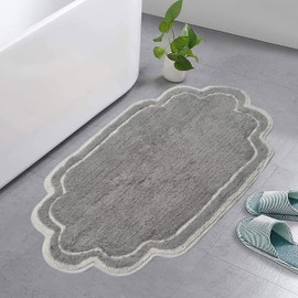 Home Weavers Allure Collection 100% Cotton Tufted Bathroom Rug, Soft and Absorbent Bath Rugs, Non-Slip Bath Carpet, Machine Wash Dry Bath Mats for Bathroom Floor, 21"x34" Bath Rug, Gray