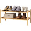 kiplant Bamboo Shoe Rack, 2-Tier Shoe Rack for Entryway, Free