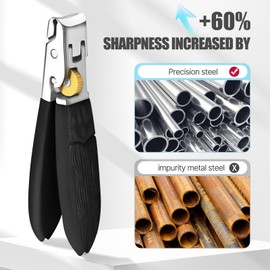 Nail Clippers Large Toe Nail Clippers for Thick Nails with Wide Jaw Opening,Premium Stainless Steel Sharp Ultra Wide Jaw Toenail Clippers Heavy Duty Nail Cutter Father's Day Gifts for Men (Black)